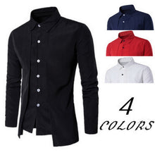 Load image into Gallery viewer, 2019 Men's Shirts Long-Sleeved Top-blouse Casual Fake Two Piece Brand Bussiness Dress Shirts Autumn Solid Cotton Formal Clothig