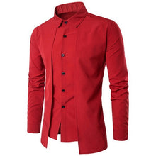 Load image into Gallery viewer, 2019 Men's Shirts Long-Sleeved Top-blouse Casual Fake Two Piece Brand Bussiness Dress Shirts Autumn Solid Cotton Formal Clothig