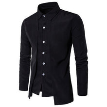 Load image into Gallery viewer, 2019 Men's Shirts Long-Sleeved Top-blouse Casual Fake Two Piece Brand Bussiness Dress Shirts Autumn Solid Cotton Formal Clothig