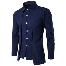 Load image into Gallery viewer, 2019 Men's Shirts Long-Sleeved Top-blouse Casual Fake Two Piece Brand Bussiness Dress Shirts Autumn Solid Cotton Formal Clothig