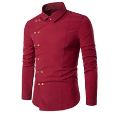 Load image into Gallery viewer, 2019 Men's Shirts Long-Sleeved Top-blouse Casual Fake Two Piece Brand Bussiness Dress Shirts Autumn Solid Cotton Formal Clothig