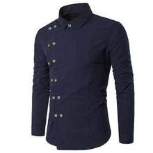 Load image into Gallery viewer, 2019 Men's Shirts Long-Sleeved Top-blouse Casual Fake Two Piece Brand Bussiness Dress Shirts Autumn Solid Cotton Formal Clothig